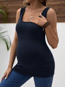 SHEIN Maternity Plain Color Pleated Casual Comfortable Camisole