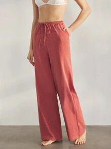 Ocili Ocili Leisure Women's Bamboo Fiber Soft Cotton Drawstring Waist Loose Pants, Sleepwear Bottoms