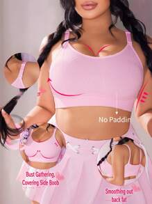 SHEIN 1pc Plus Size Seamless Wireless Comfortable Sleeping Bra, Lift - Baby Pink - View 1