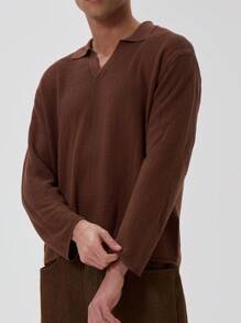 Musero V Neck Collared Knit Jumper