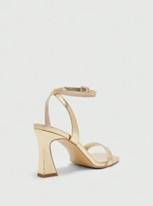 CUCCOO BIZCHIC 女式黑色 PU 皮革方头高跟凉鞋 - 金色 - 查看 8
