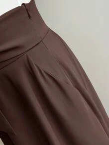 SHEIN Privé 2pcs/Set Women Asymmetric Neck Top And Oversized A-Line Skirt