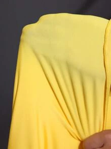 Slaydiva Plus Size Women 2025 New  Butter Yellow Arrival Casual Daily Beach Off Shoulder Layered Ruffle Belted Dress, Suitable For Spring/Summer - Yellow - View 15