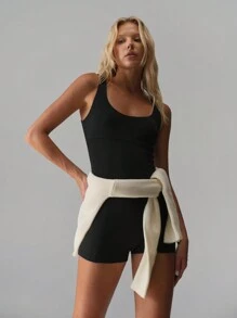 TRNVIE Mono informal con tirantes tipo espaguetis y cintura con cordón