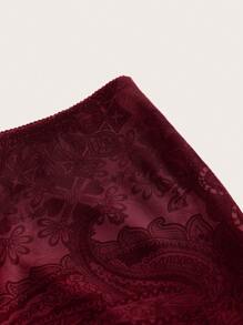 SHEIN EZwear 优雅的勃艮第印花网眼女式半身裙 - 酒紅色 - 查看 3