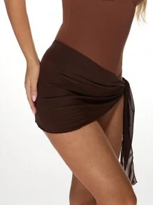 MISSGUIDED Pareo de playa de lujo, falda mini con atar a los lados, cobertor de bikini de malla transparente, ropa de resort y playa de verano para fiestas en la piscina