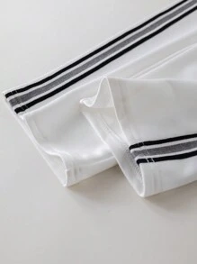 PrepCrw Young Girls Loose Elastic Waist Letter Embroidered Decor Wide Leg Pants, Spring/Summer - White - View 5