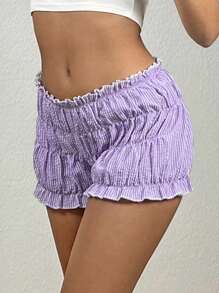 SHEIN EZwear Short à rayures avec volants style décontracté pour femme