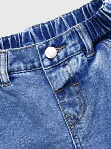 Young Boy Casual Basic Street Cool Fashion New Washed Multi-Pocket Straight Loose Leg Cargo Denim Shorts, 2025 Spring/Summer New, Suitable For Daily Wear,HOT - Light Wash - View 5