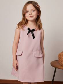 PrepCrw Young Girls' Collared Sleeveless Woven Dress, Pink