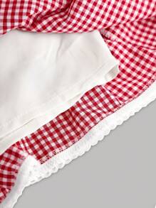 Girlism Teen Girl Spring/Summer Holiday U-Neck Ruffle Ruffle Bow Top & Plaid Ruffle Shirt With Ruffle Hem Skirt /Clothes Teen Two Pieces Outfits / Outfits For Girls Summer/ Skirt Sets For Teens/ Girl Outfit Young Girls Sets