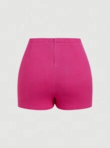SHEIN MOD Shorts vaqueros elásticos informales de mujer, color rosa