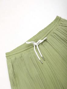 Manfinity Homme 2pcs Men's Solid Color Short Sleeve Shirt And Pants Set - Mint Green - View 4