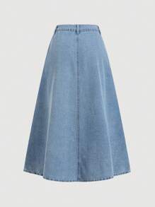 SHEIN MOD Fritidskläder för kvinnor Lös lång blå jeanskjol, Puerto Rico-kläder, kontorskläder för kvinnor, alla hjärtans damkläder, 90-talskläder, vårklänningar för kvinnor, jeanskjolar, jeanskjolar för kvinnor, cowgirlklänningar för kvinnor, renässanskjol, arbetskjol - Mediumtvätt - Visa 2