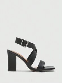 CUCCOO BIZCHIC Women's Fashion Versatile Simple High Heel Sandals Spring Shoes Spring Break Easter - Black - View 3