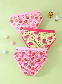 3 Pairs Set Girls Cute Sweet Comfortable Simple Panties, Girl Teen Triangle Briefs