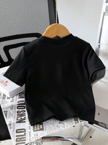 年轻男孩三叶草印花休闲短袖 T 恤 - 白色 - 查看 2