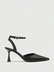 CUCCOO BIZCHIC Women's Simple Back Strap High Heels, Minimalist Elegant Casual Everyday Shoes Spring Break Easter - Black - View 2