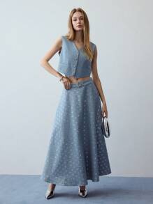 MOTF STUDIO Falda A-line con contrastes de lentejuelas