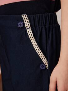 PrepCrw Young Girls' Blue Waisted With Elastic Waist Pants, Spring & Summer - Blue - View 7