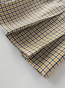 PrepCrw Young Girl Plaid Elastic Waist Short A-Line Skirt, Casual - Yellow - View 4
