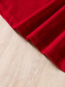 Girls' Fashion Elegant Red Peter Pan Collar Velvet Long Sleeve Princess Dress - Multicolor - View 6