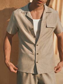 Manfinity VCAY 2pcs/Set Men's Woven Slim Fit Casual Blazer Suit Set, Suitable For Everyday Wear