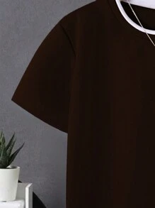 SHEIN Tween Jungen 2 Stücke Set mit Farbblock Kurzarmoberteil und Shorts