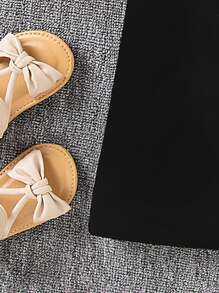 Robe imprimée de croissant de lune pour le ramadan, manches courtes, convenant aux jeunes filles pendant le ramadan