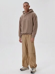 Musero Sudadera con capucha de manga larga y hombros caídos, con detalles de estampado gráfico, una prenda esencial para capas en primavera y verano - Marrón - Ver 4