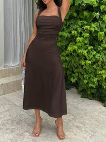 Firerie 女士纯色侧褶长裙