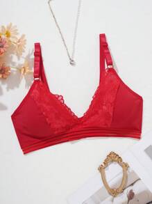 1 chiếc áo ngực mỏng không dây gợi cảm, thoải mái, đồ lót ngủ thoáng khí - Đỏ - Xem 6