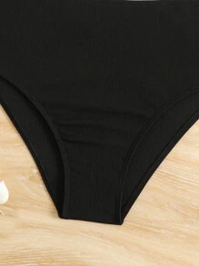 SHEIN Teen Girls' Solid Criss-Cross Back Casual Bikini Set, Suitable For Beach & Vacation