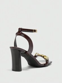 CUCCOO BIZCHIC 女士时尚性感金属装饰高跟凉鞋