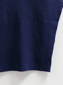 SHEIN LUNE V-Neck Loose Fit Vest Jacket With Batwing Sleeves, Knit Casual Outerwear For Autumn/Winter - Royal Blue - View 5