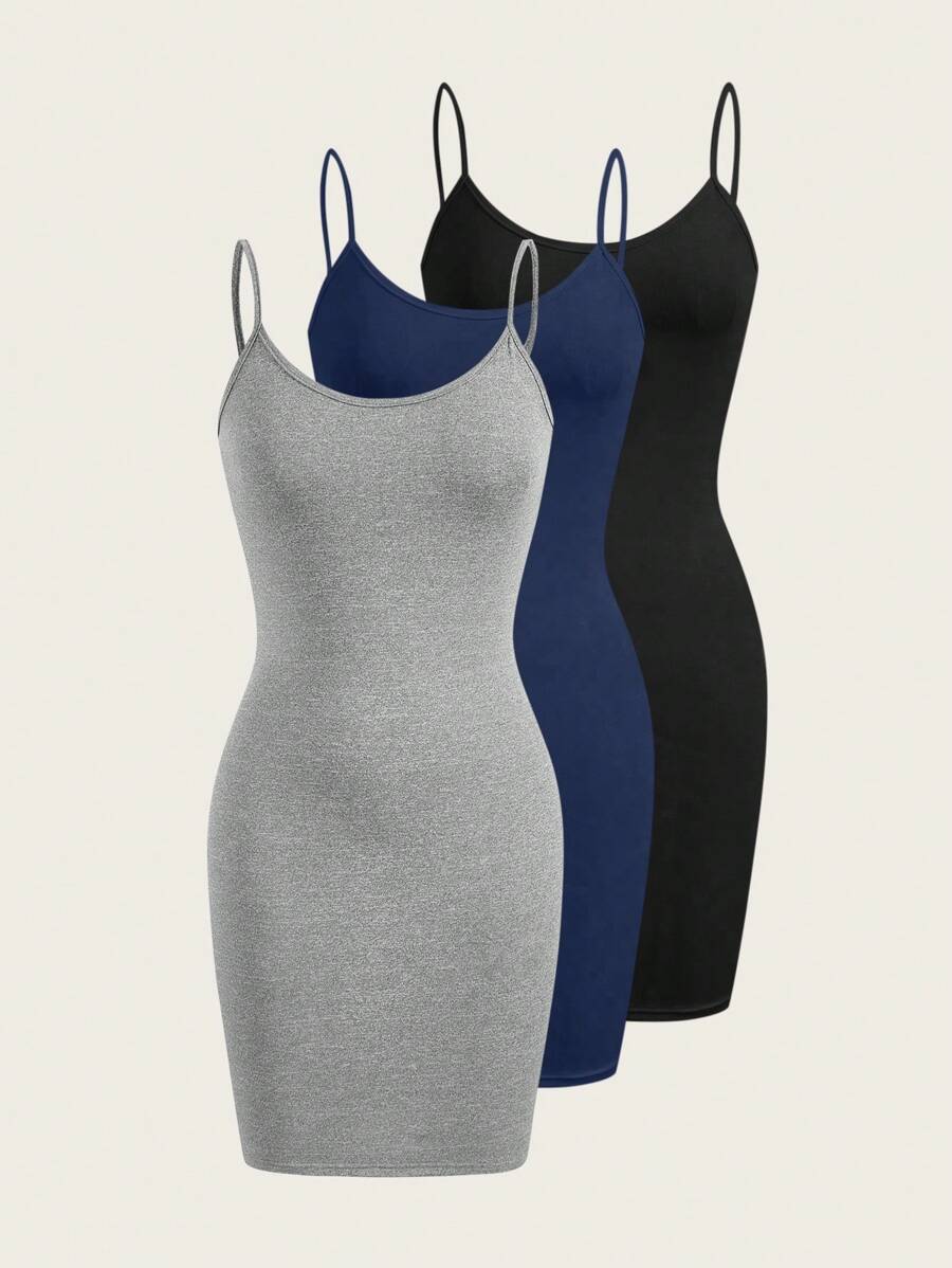 Olithes Women's Solid Color Casual Spaghetti Strap Bodycon Dress - Multicolor - View 1