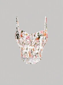 SHEIN MOD 女士碎花吊带背心，夏季上衣，波西米亚风，女士夏季装，女士度假装，音乐节装 - 彩色 - 查看 2