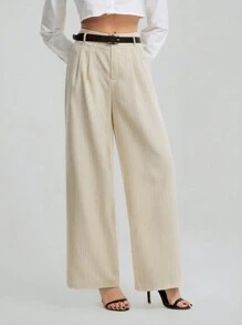 SHEIN Tall Pantalones informales con cinturón y diseño de rayas de contraste
