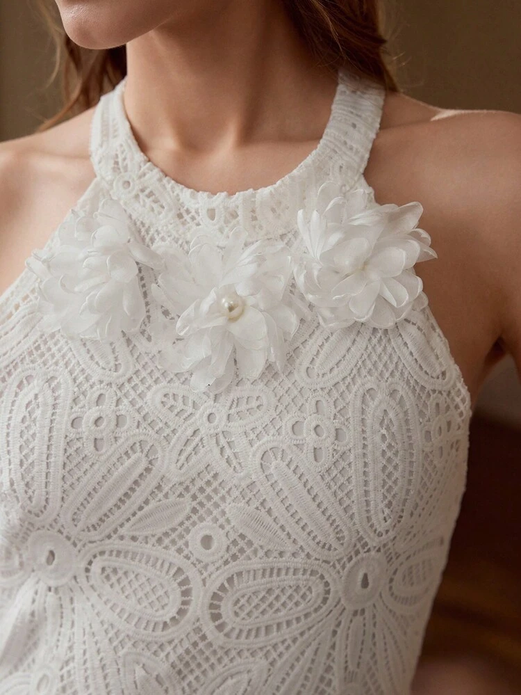 APPLIQUES GUIPURE LACE DRESS