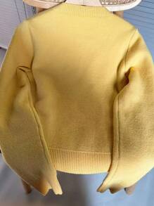 VaVaBold 新品圆领保暖长袖女式毛衣 - 黃色 - 查看 2