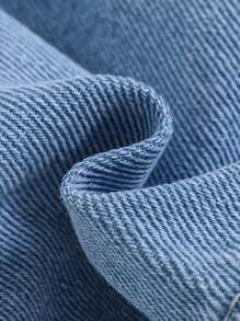SHEIN Pantalones cortos vaqueros azules de ajuste holgado con parches, efecto desgastado, rotos y deshilachados, para niño pequeño, estilo callejero fresco de verano, ropa de calle primavera/verano, vacaciones de primavera - Azul lavado medio - Ver 6