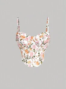 SHEIN MOD 女士碎花吊带背心，夏季上衣，波西米亚风，女士夏季装，女士度假装，音乐节装 - 彩色 - 查看 1