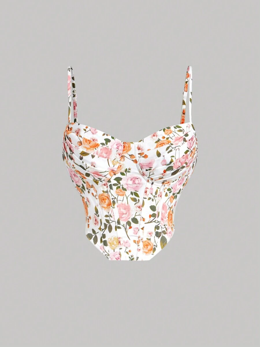 SHEIN MOD 女士碎花吊带背心，夏季上衣，波西米亚风，女士夏季装，女士度假装，音乐节装 - 彩色 - 查看 1