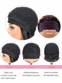 Ombre Ice Silk Headband Wig Human Hair Wig Jerry Curly Hair T1B/30 None Lace Front Wigs Curly Wave Human Virgin Hair For Women Daily Use 14 Inch