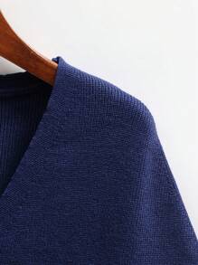 SHEIN LUNE V-Neck Loose Fit Vest Jacket With Batwing Sleeves, Knit Casual Outerwear For Autumn/Winter - Royal Blue - View 6