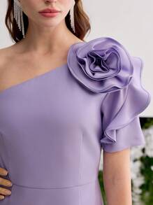 MOTF PREMIUM STEREO FLORAL BIAS CUT DRESS - Purple - View 2