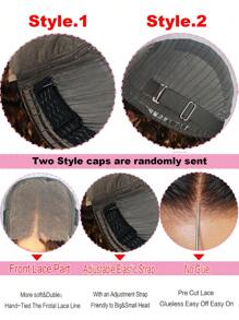 Glueless BOB Wigs Short Curly Water Wave Lace Closure Human Hair Wigs Pre Plucked Pre Cut 4X4 Lace Closure Wigs P4/27 Piano Color Highlight Wig Put On And Go Wigs Easy To Ware For Women
