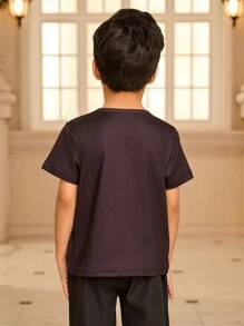 SHEIN Young Boy Floral Print Round Neck Short Sleeve Casual T-Shirt - Multicolor - View 2