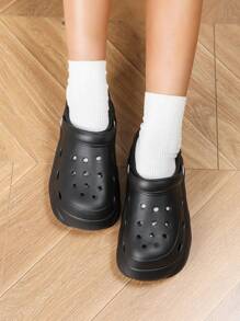 Cuccoo 女士封闭式厚底凉鞋，舒适封闭式带绑带拖鞋，黑色透气沙滩拖鞋，适合户外穿着 - 黑色 - 查看 6