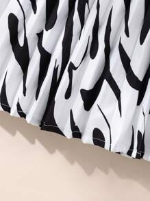 Young Girl Zebra Print Pleated Skirt - Black and White - View 4